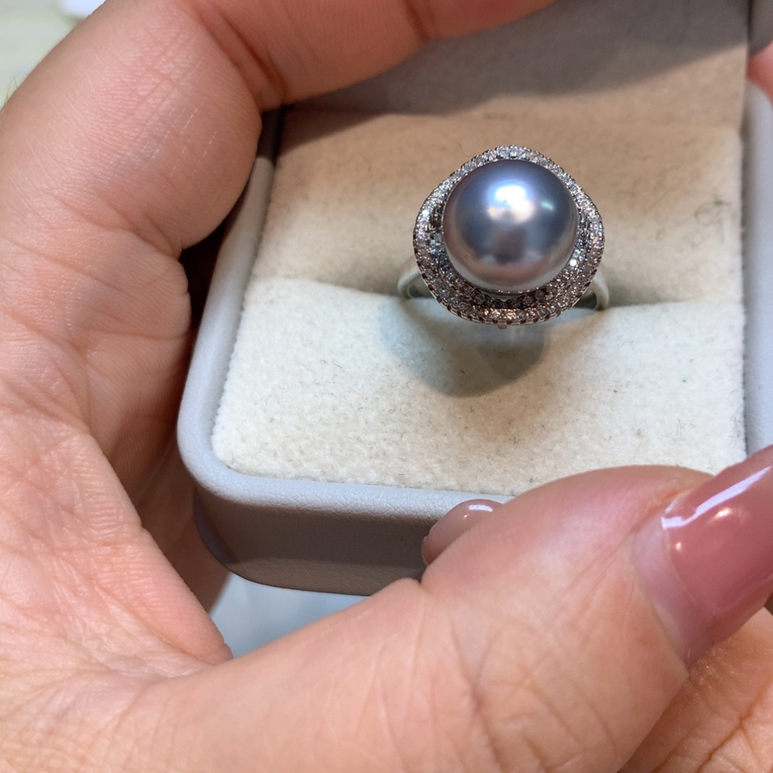 海水珍珠戒指银S925镶嵌