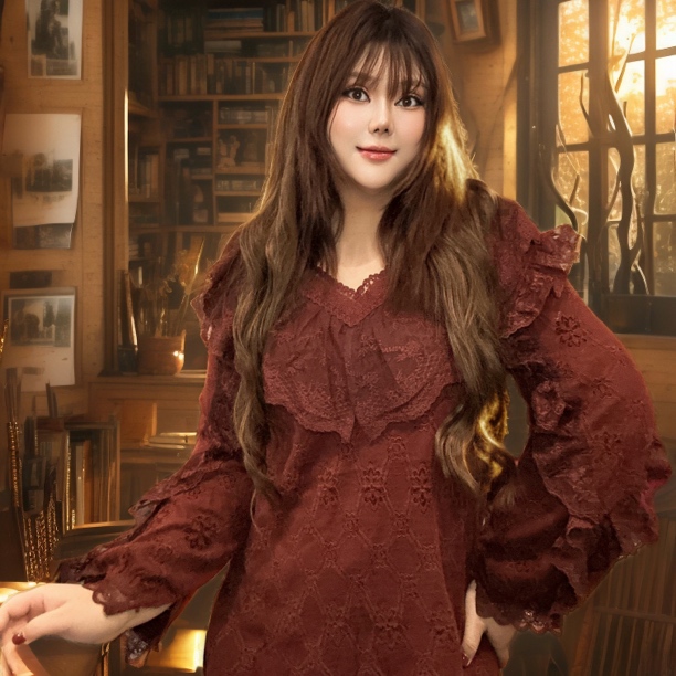 冬日爆款韩版飘纱荷叶水貂蕾丝轻奢上衣