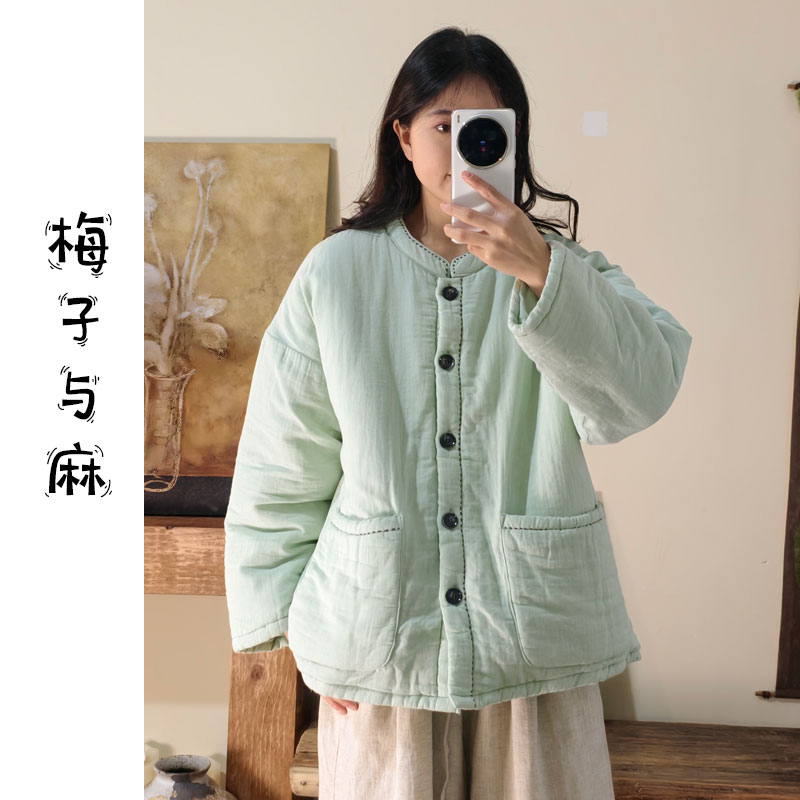 【莉莉推荐】设计款麻纱手工棉服MXA1119（衣长65胸围130）