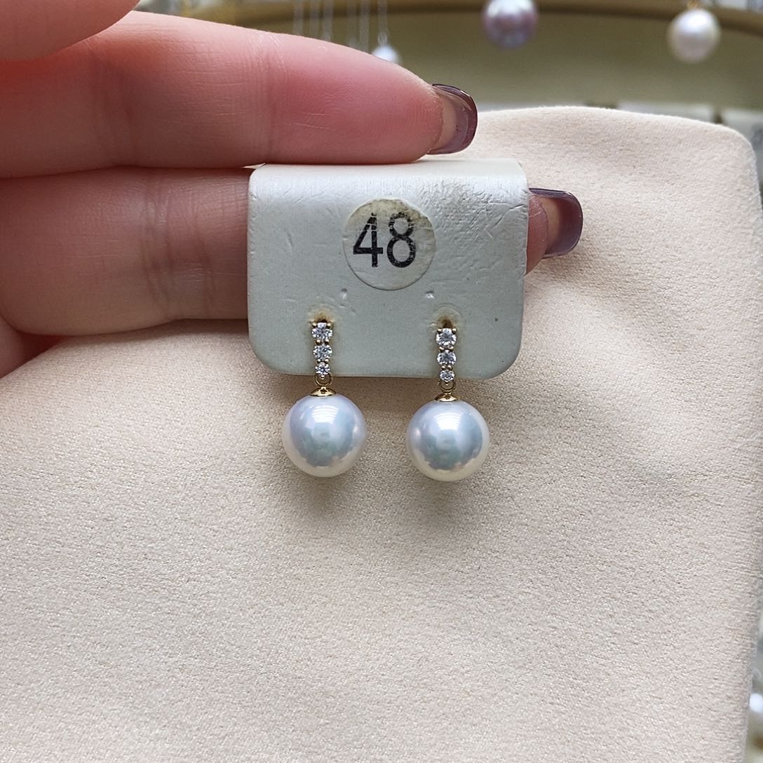 淡水珍珠耳饰18K金镶嵌