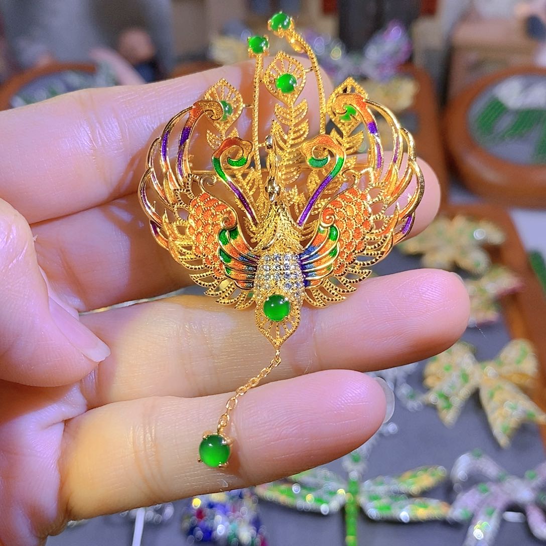 颈饰银S925镶嵌翡翠