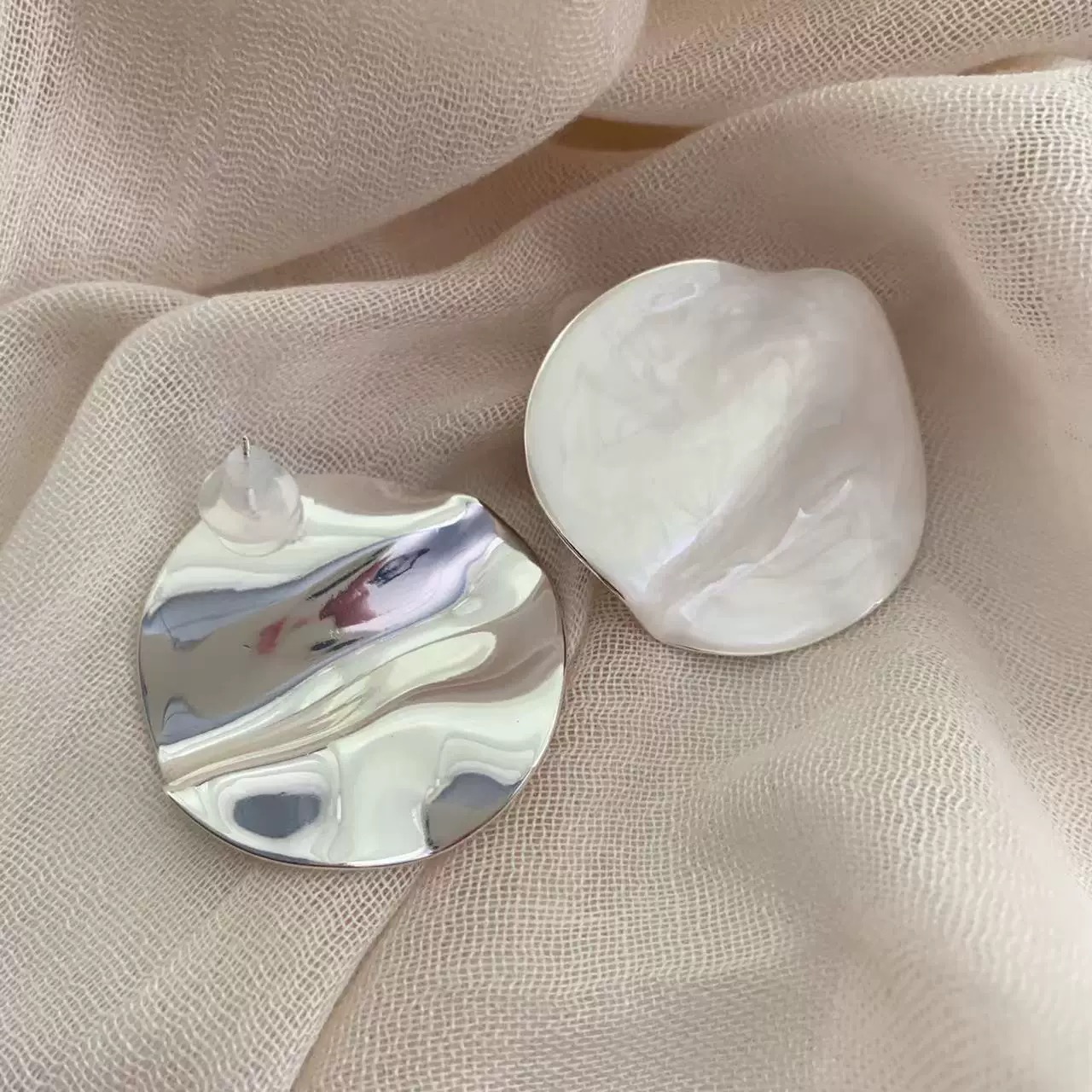 合金耳饰 DOU×【精致单品】不规则欧美大气个性小众滴油圆形耳环