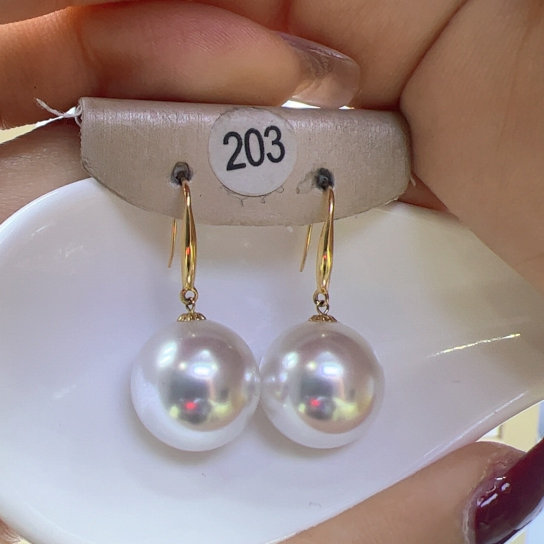 淡水珍珠耳饰18K金镶嵌