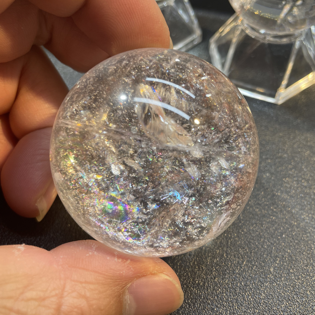 5-6公分天然白阿赛水晶球摆件白水晶的天花板级别适合摆件办公