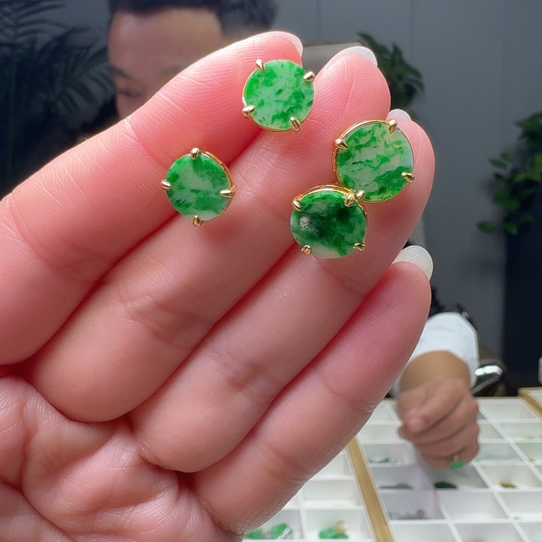 翡翠银S925镶嵌耳饰多样性发货其一