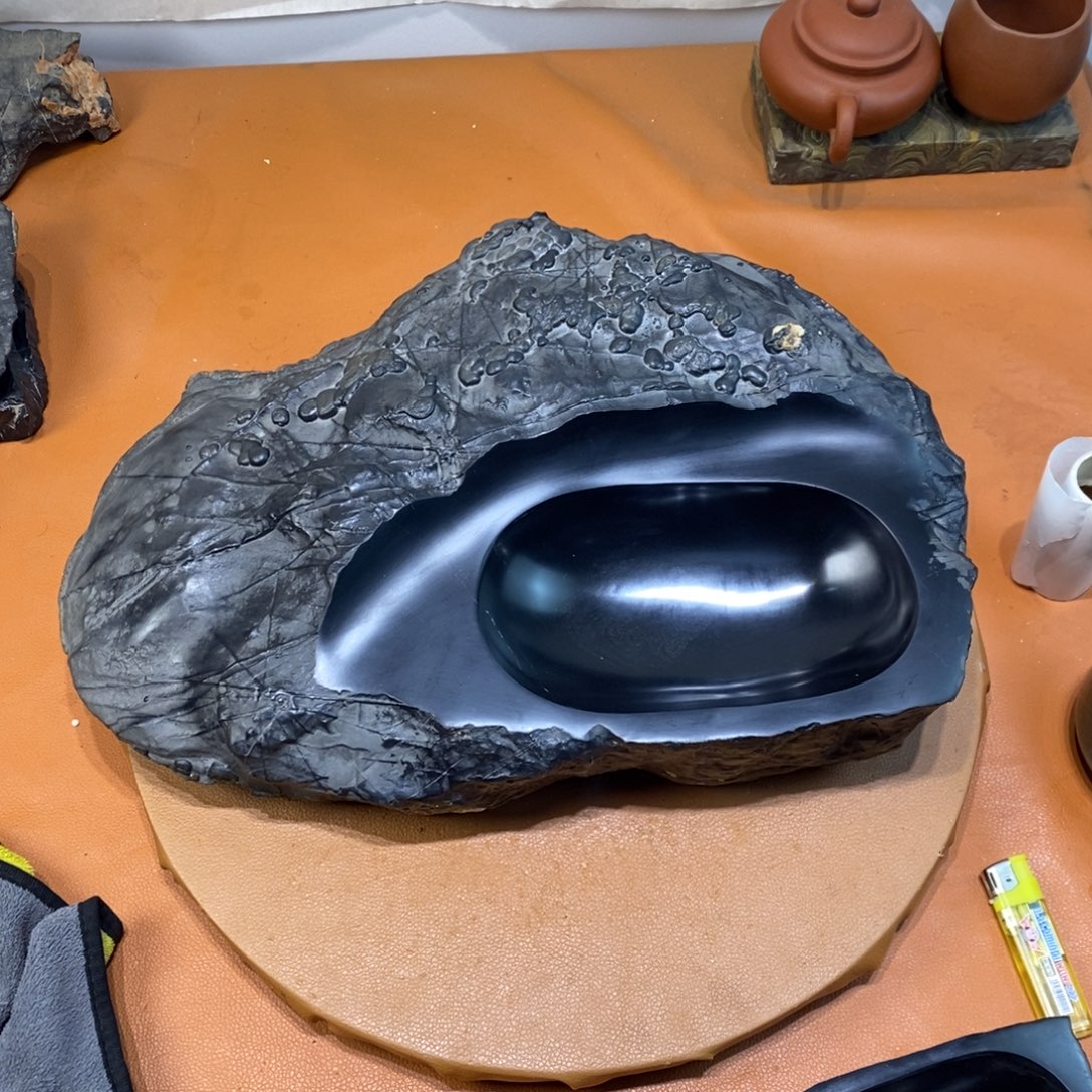 开***尘灵璧石砚台烟灰缸