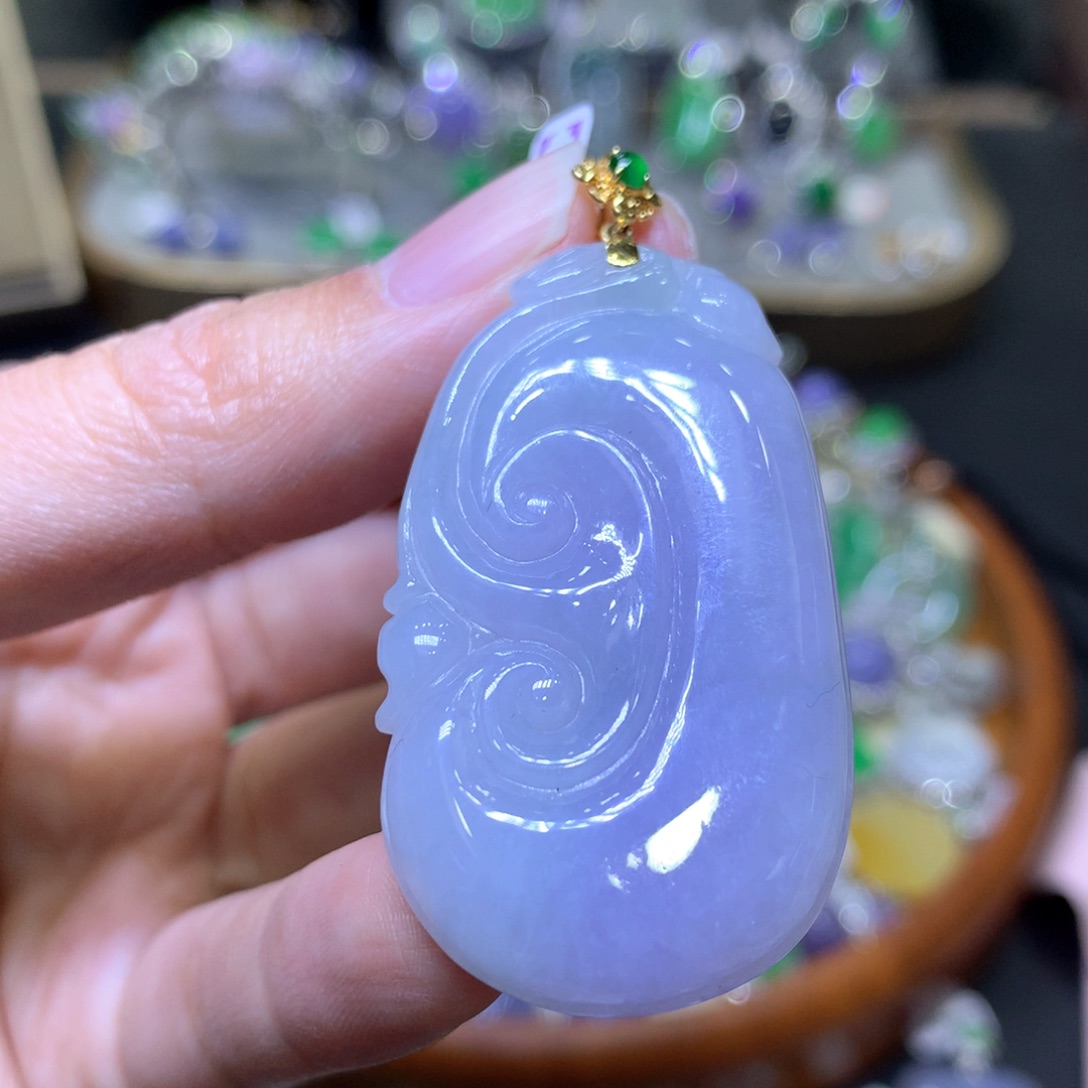 【闪购商品】翡翠颈饰18K金镶嵌翡翠吊坠项链