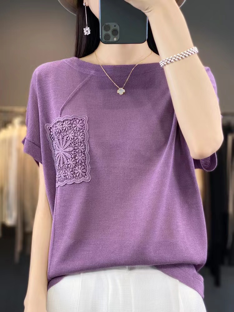 季末青货   不要错过  口袋钩花短袖