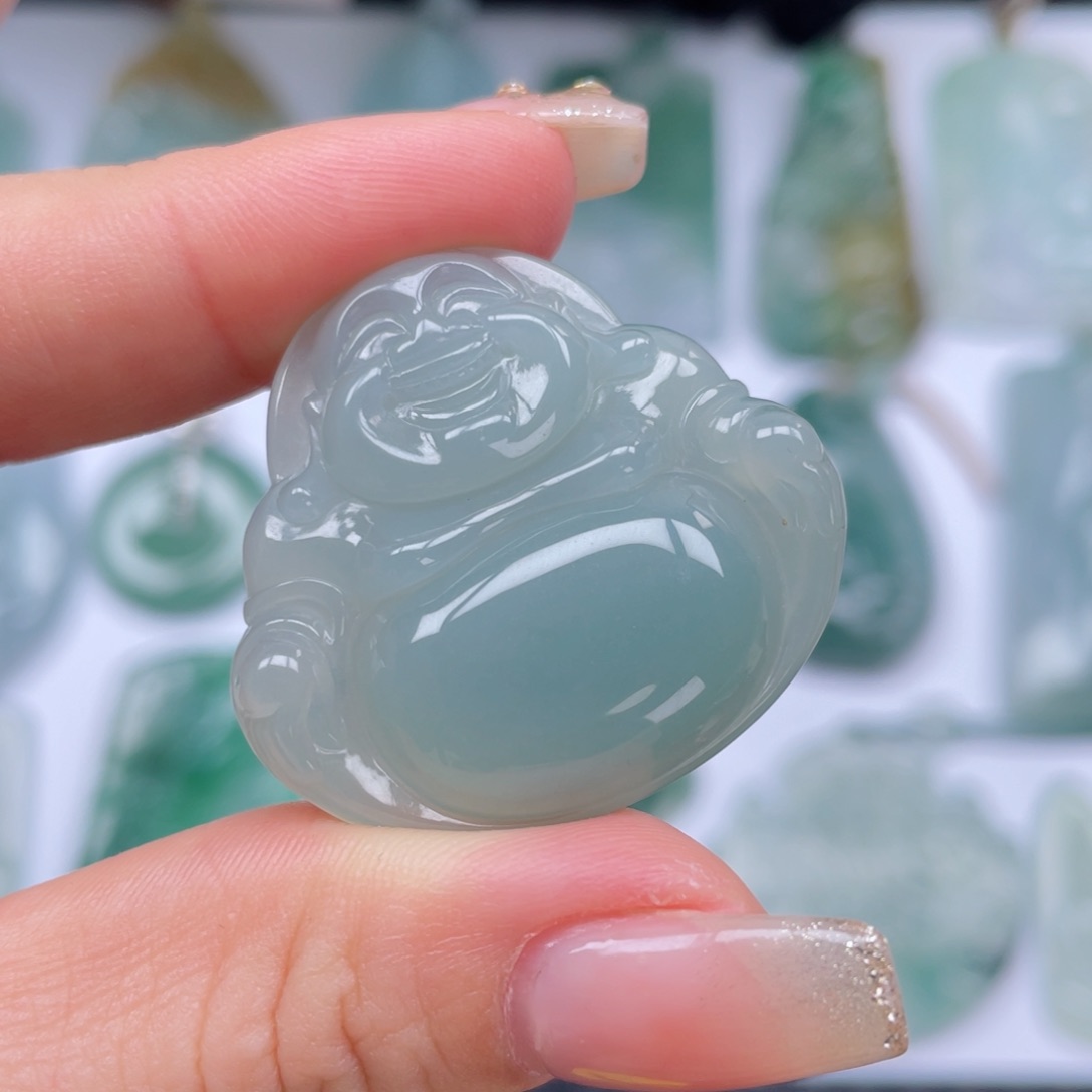 翡翠颈饰未镶嵌天然缅甸翡翠A货吊坠佛公