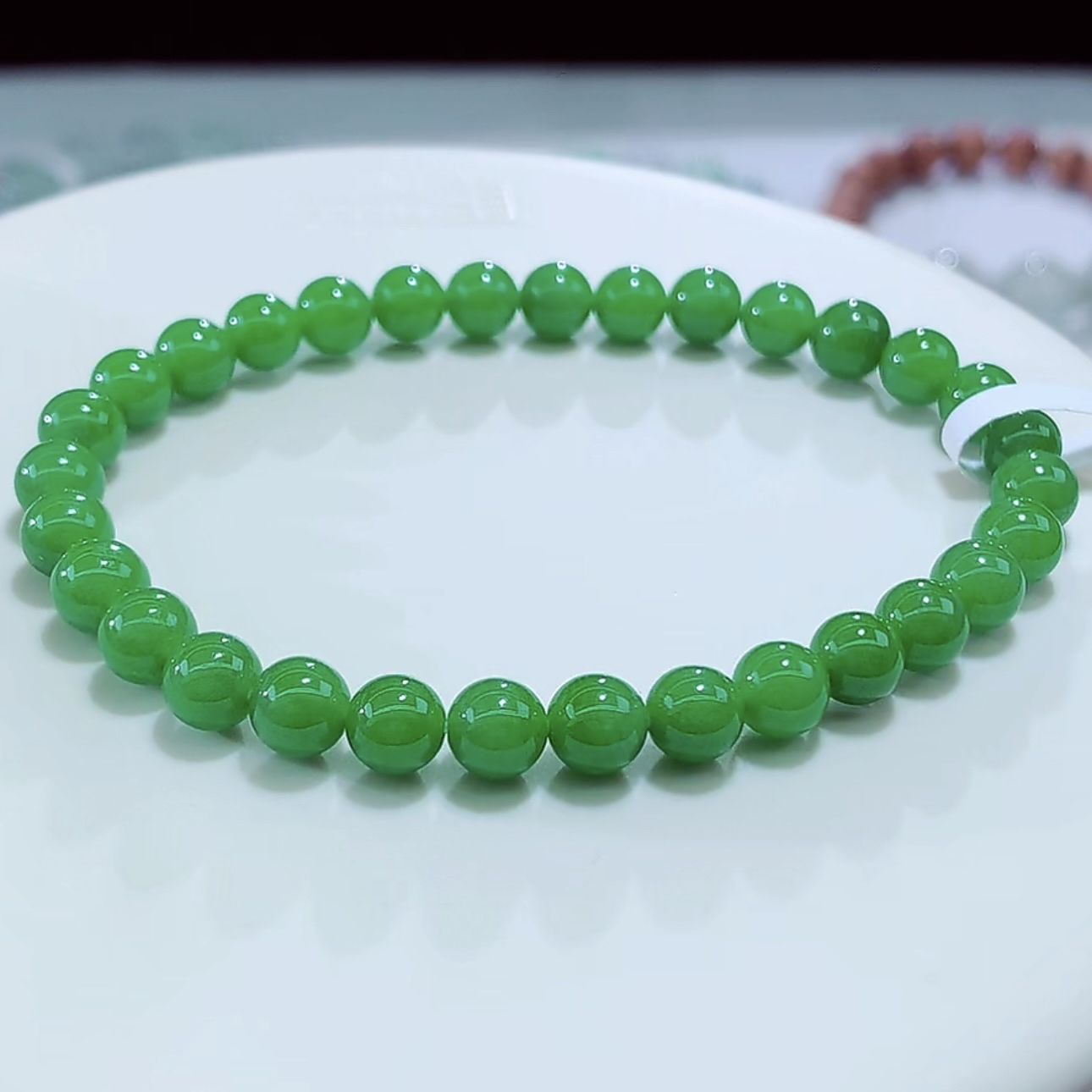 色标级冰润辣绿色手串卡6mm