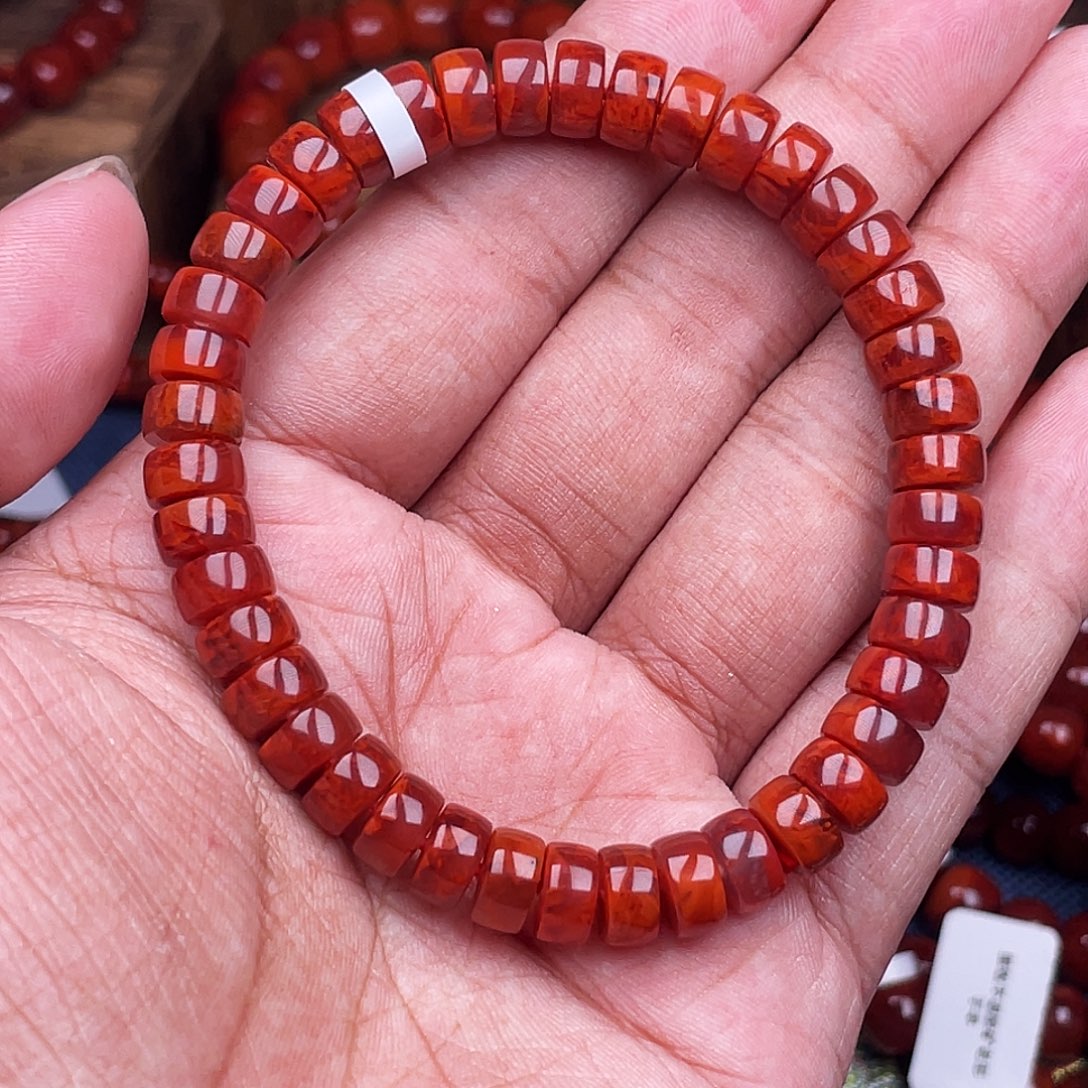 m***n南红玛瑙未镶嵌手链南红瓦西卡8火焰药片