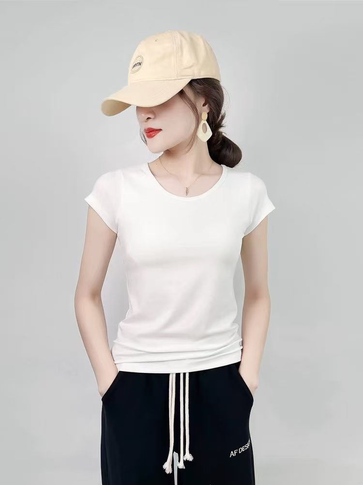 6974 GZV1纯棉短袖圆领夏季修身打底衫T恤女上衣