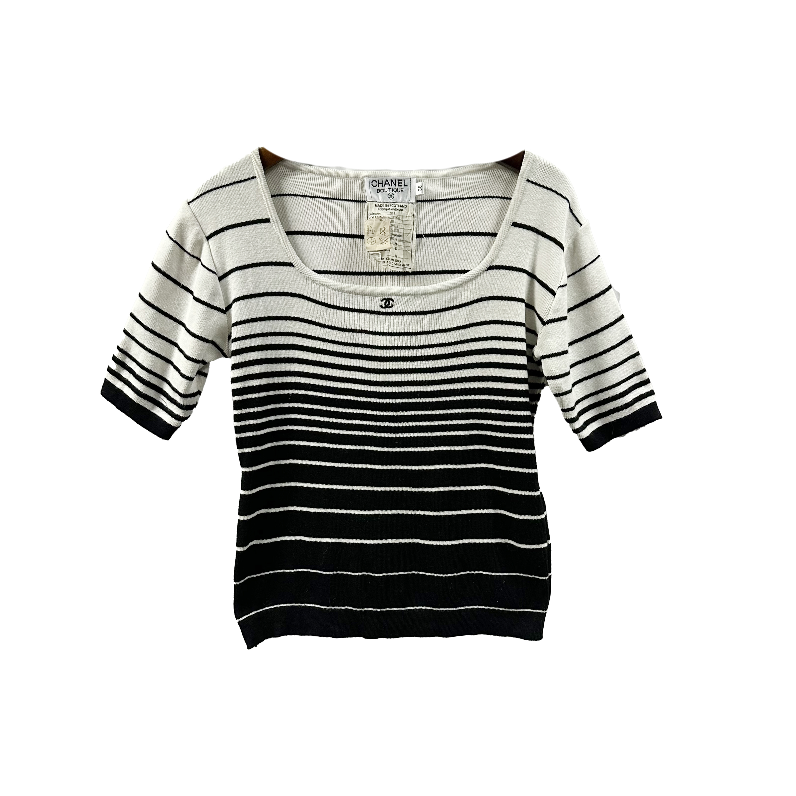 Chanel/香奈儿渐变条纹针织短袖毛衣/fy1476