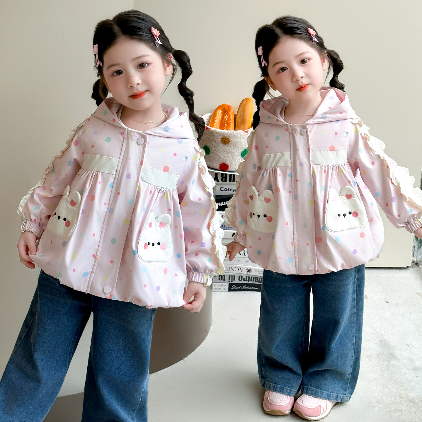 女童外套春秋2025新款宝宝秋季连帽上衣儿童衣服婴儿洋气公主秋装