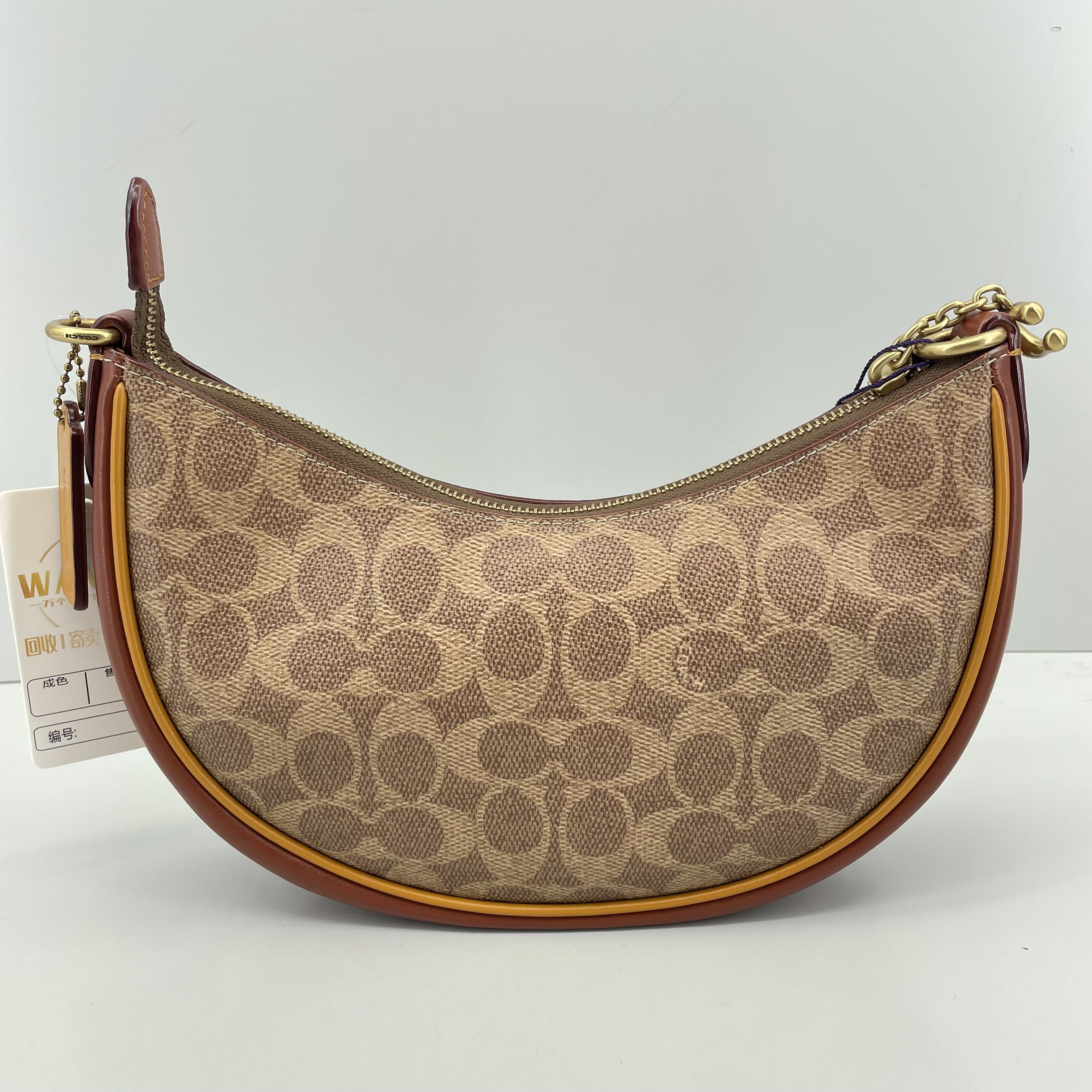 95新 COACH/蔻驰 mira24棕老花月牙包24*12*6cmE061905