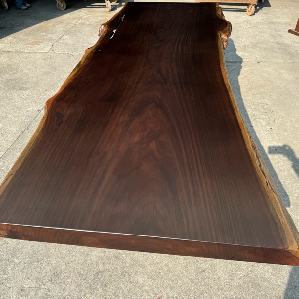 395号 350-117/127-10刚果黑檀自然边原木整切办公桌会议桌老板桌