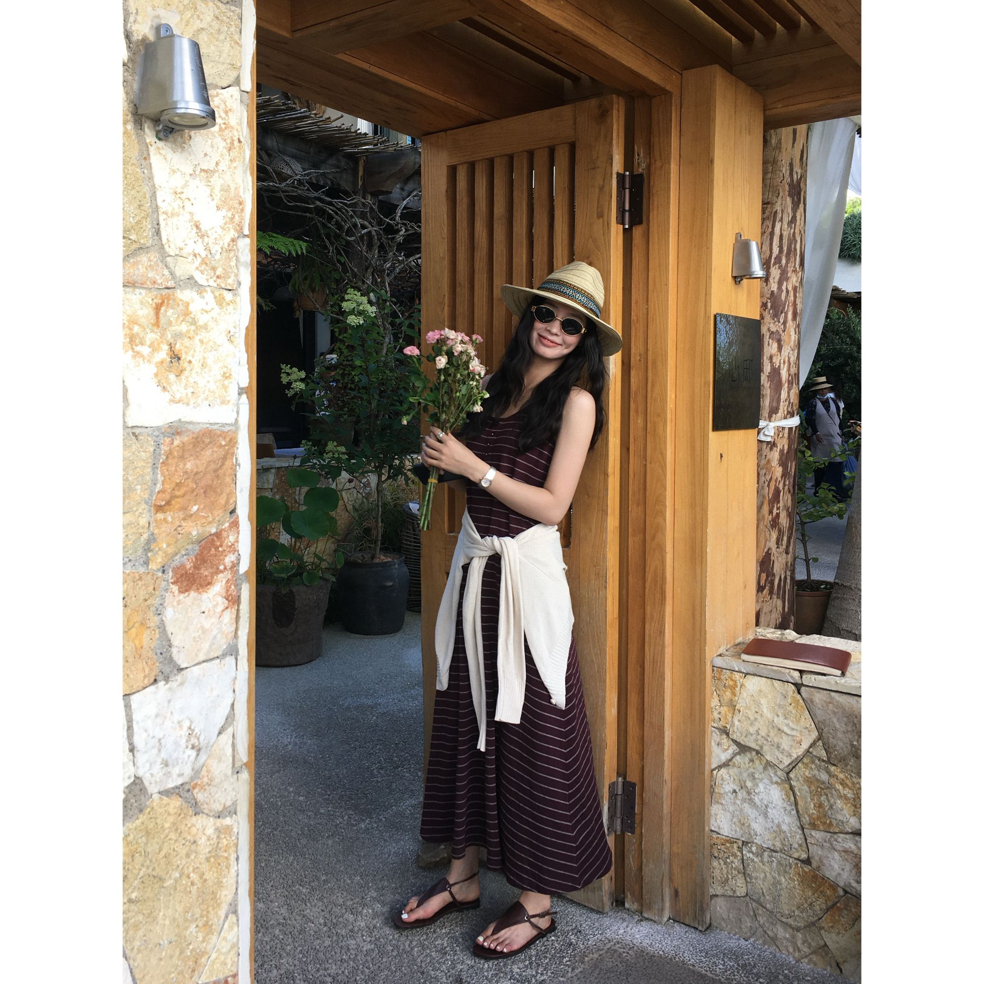 【简约条纹】精梳棉复古简约条纹女款连衣裙Y507