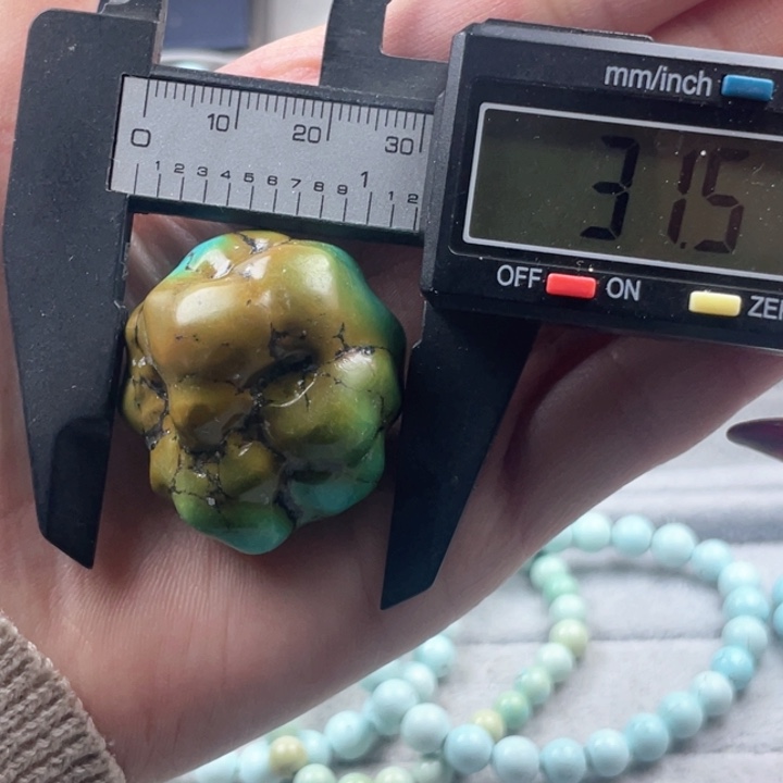 水晶珠宝半成品未镶嵌绿松手把件31mm