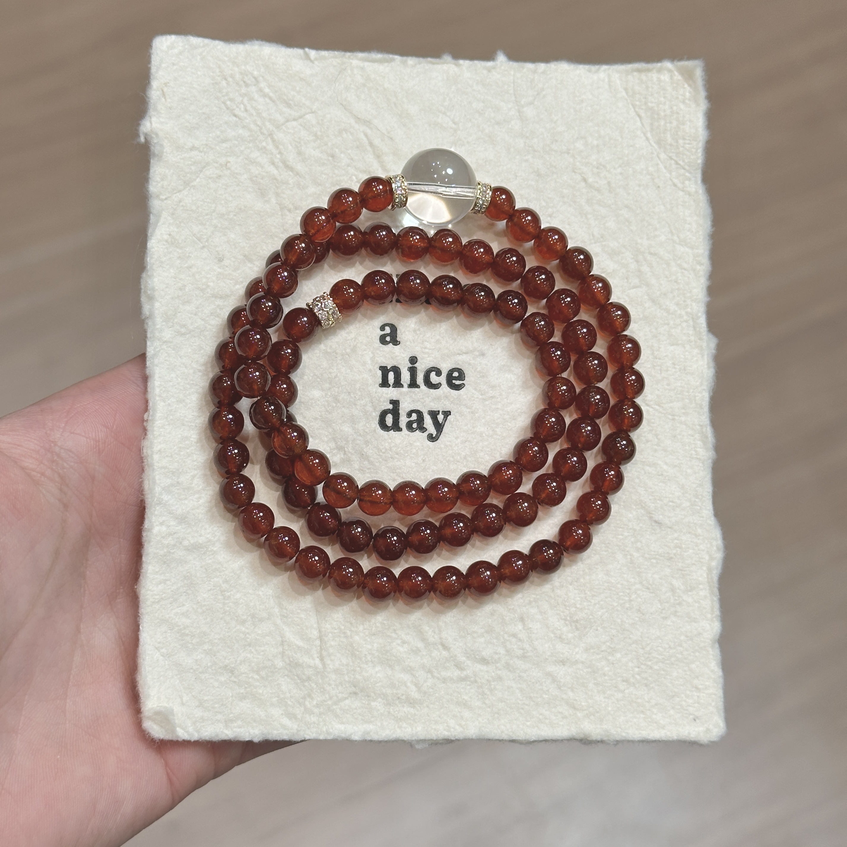 《石榴石三圈》A584石榴石原创顶珠设计手串多样性发一