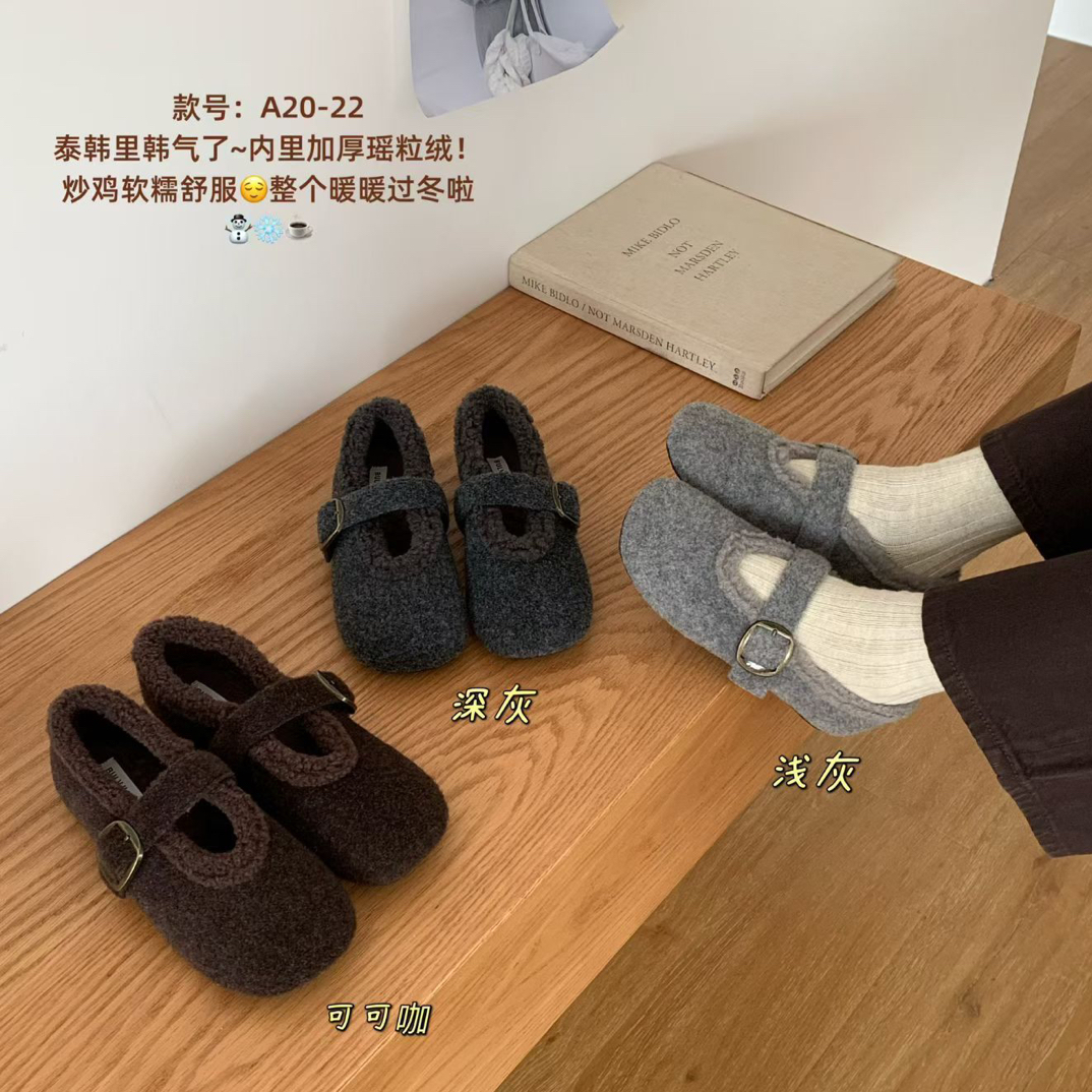 X 977-1 韩版复古方头一字带玛丽珍鞋女秋冬新款气质浅口单鞋