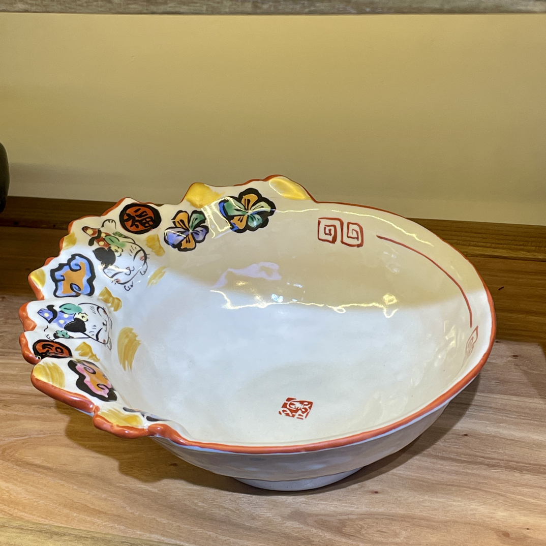 夕立窑日本进口陶瓷餐具招福大钵