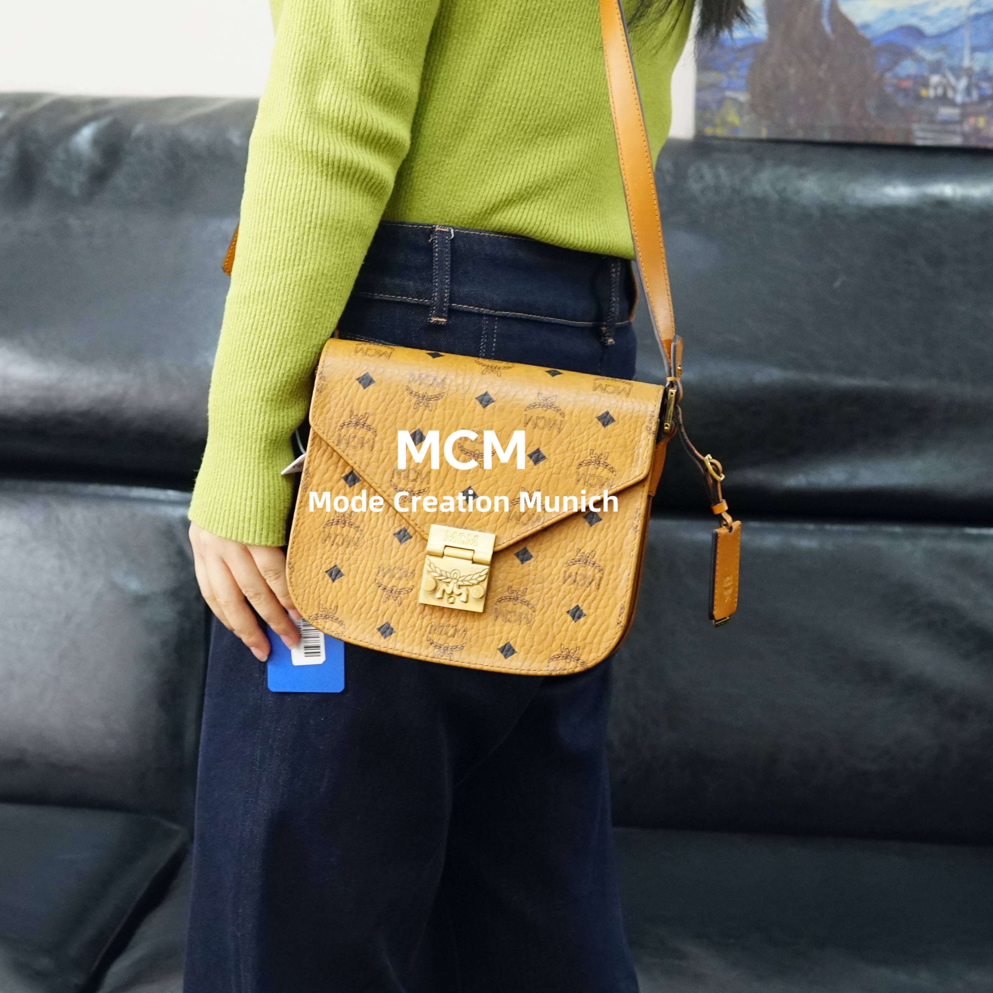 95新 MCM 干邑色马蹄包/SD01711081/1081