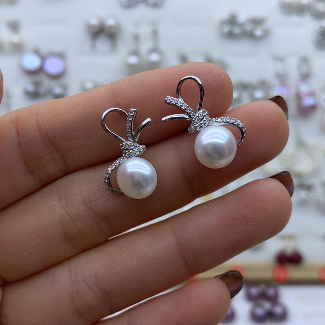 淡水珍珠耳饰银S925镶嵌ꔛ*✿