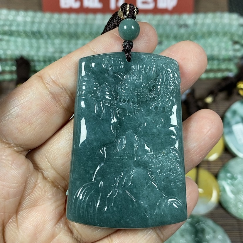 【闪购商品】翡翠颈饰未镶嵌玉吊坠翡翠玉双面山水龙牌
