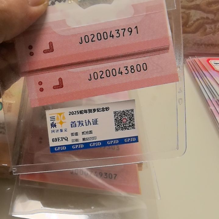 塑料蛇年生肖纪念钞十连号3791—3800