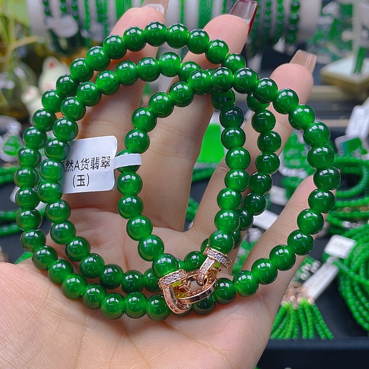 翡翠颈饰未镶嵌圆珠项链7