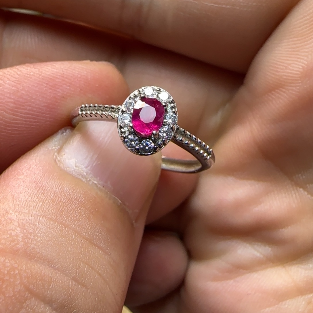 红宝石颈饰银S925镶嵌