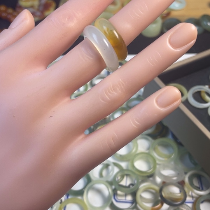 蛇纹石玉合金戒指17