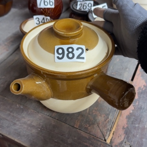 泥塑磁州窑土测把茶壶微瑕品