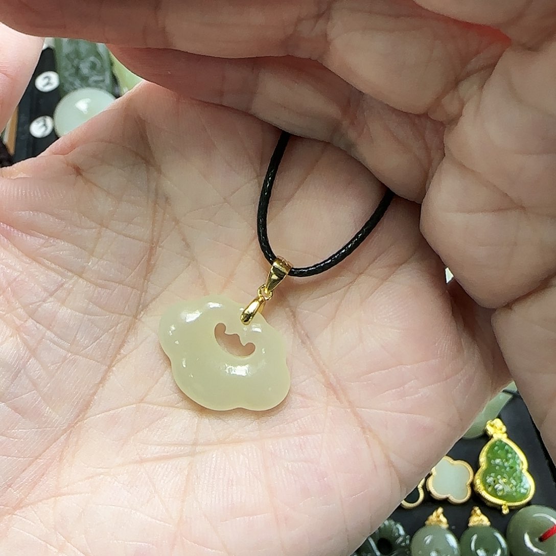 和田玉银S925镶嵌吊坠(不含链)