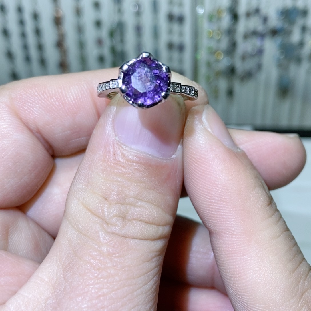 绿水晶戒指银S925镶嵌