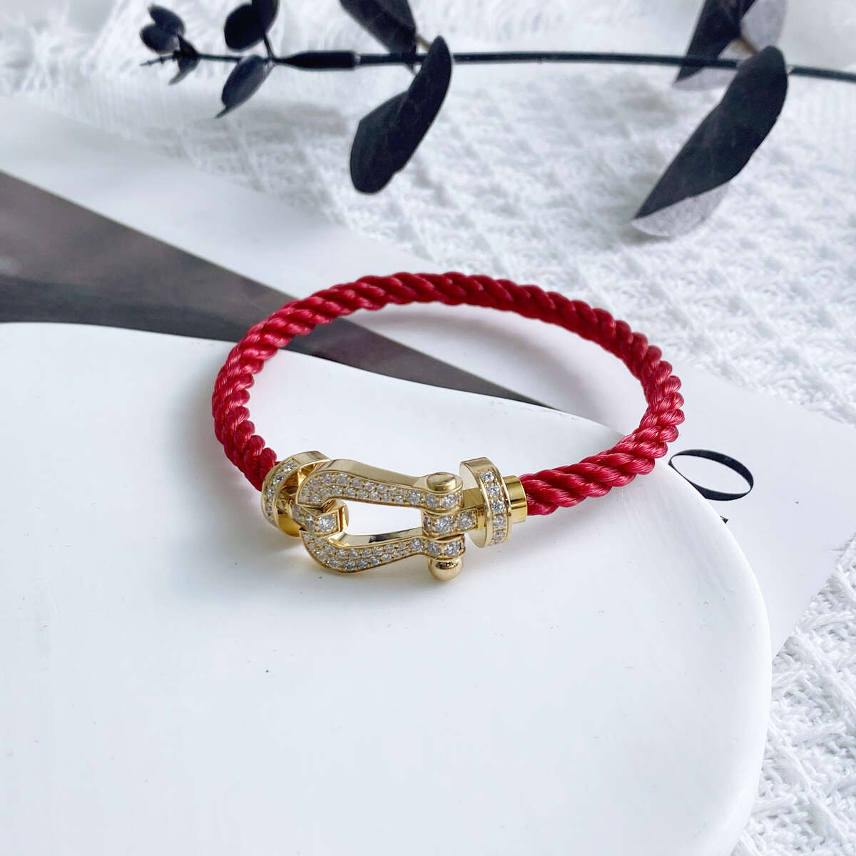 99新 Cartier/卡地亚 15号链大号黄金满钻马蹄扣手链