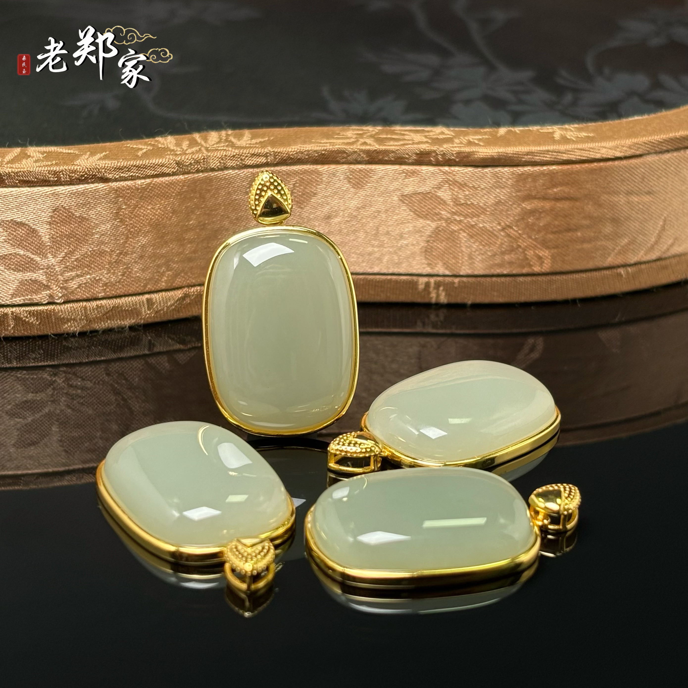 【老郑家】925银和田玉无事牌吊坠 3193 多样性发1件 约27*20*7mm