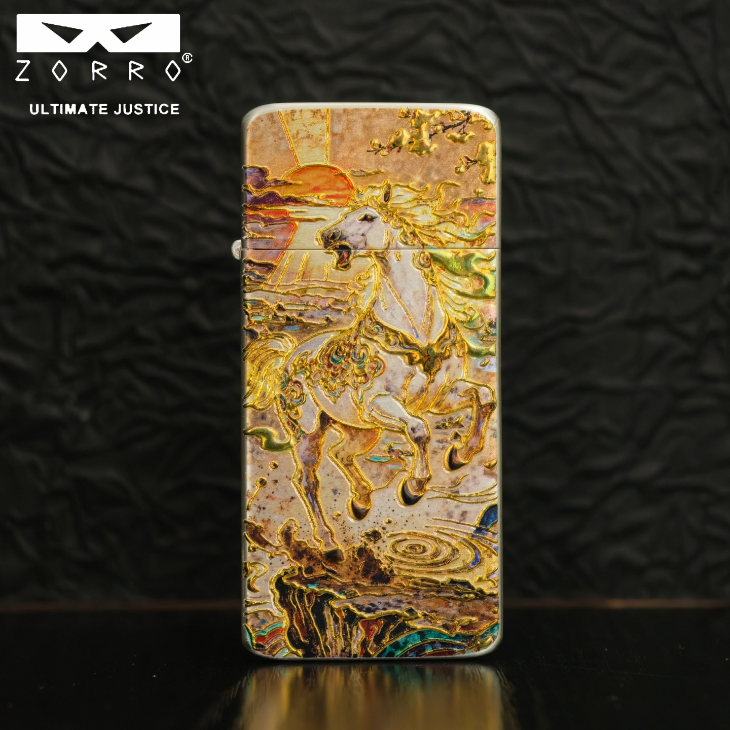 ZORRO佐罗新品扎基拉姆超薄电镀真银卡片式煤油打火机高颜值AB面