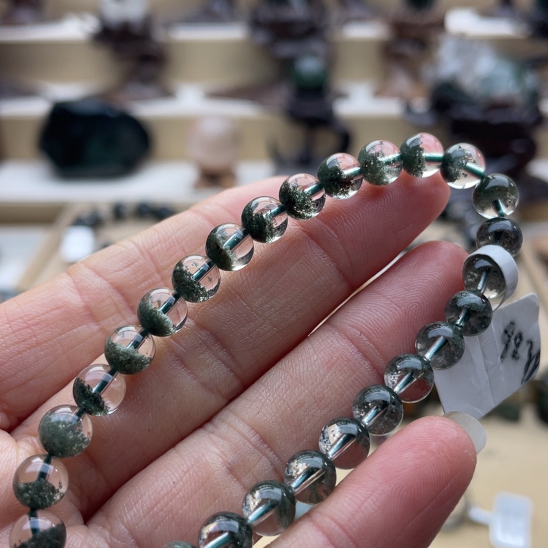 水晶手链未镶嵌绿幽灵聚宝盆手串