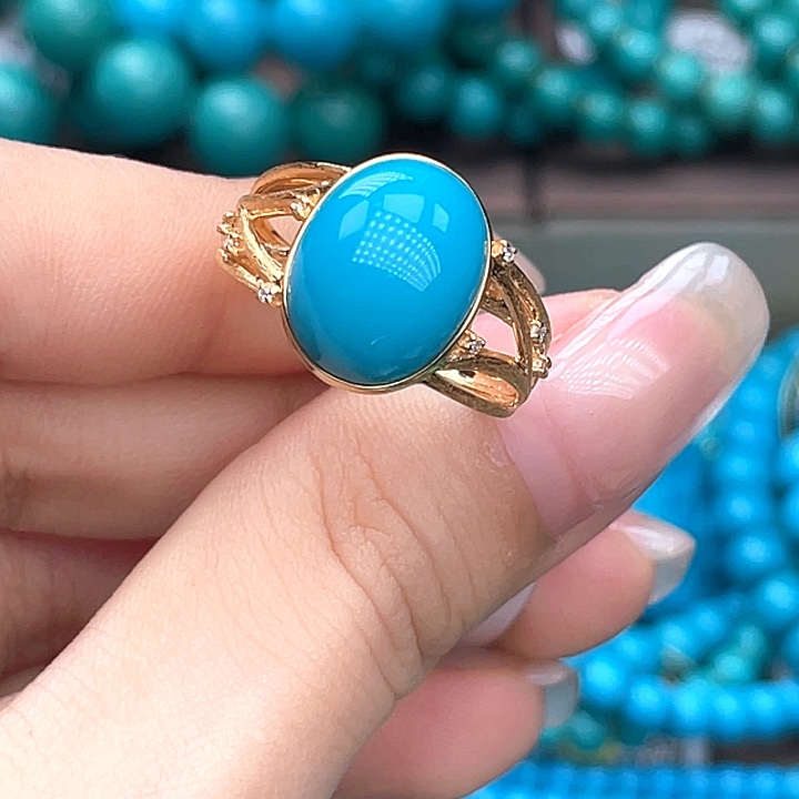 18K金镶嵌绿松石珠宝奇石