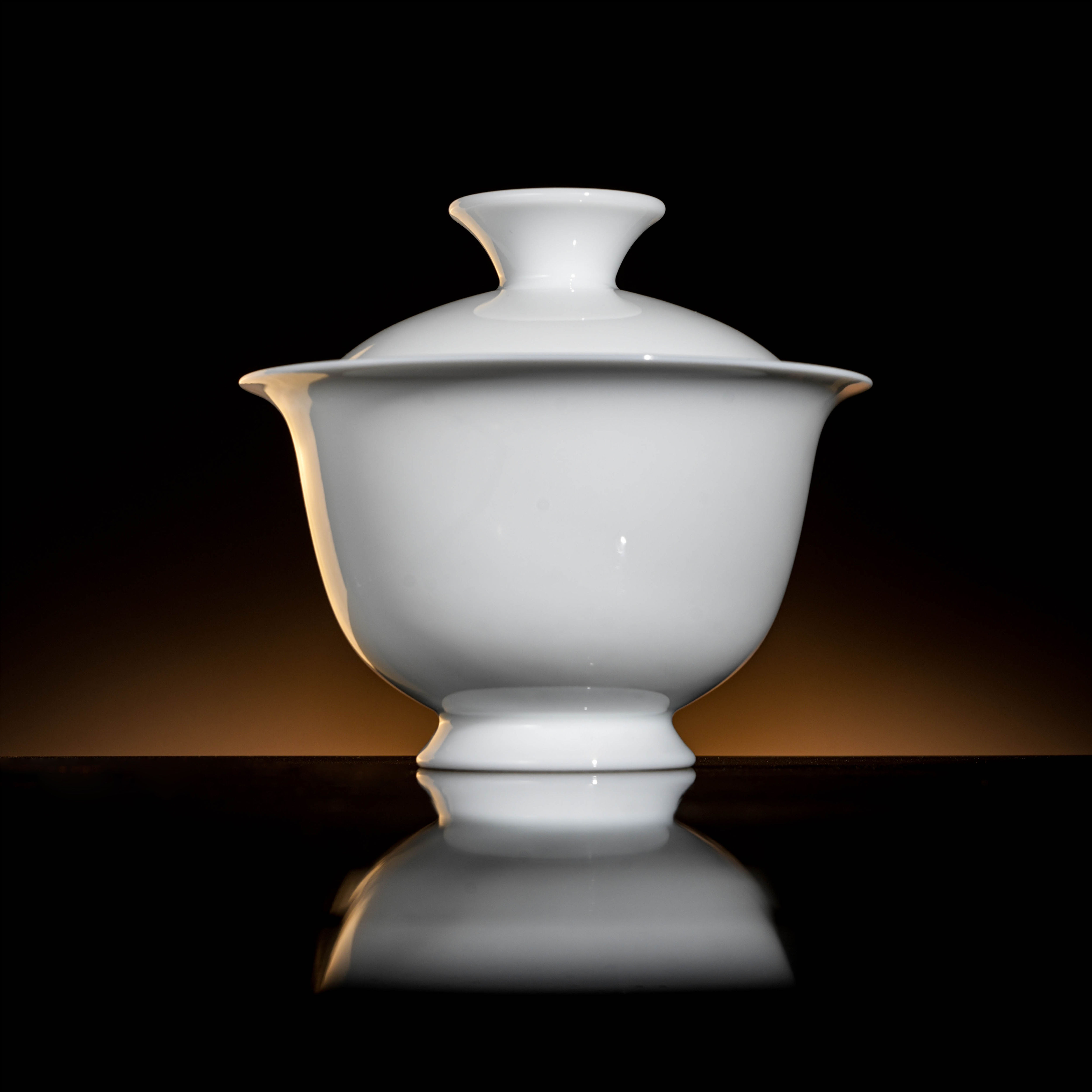 熊友根窑白瓷元宝型盖碗茶具（大号）容量175ml