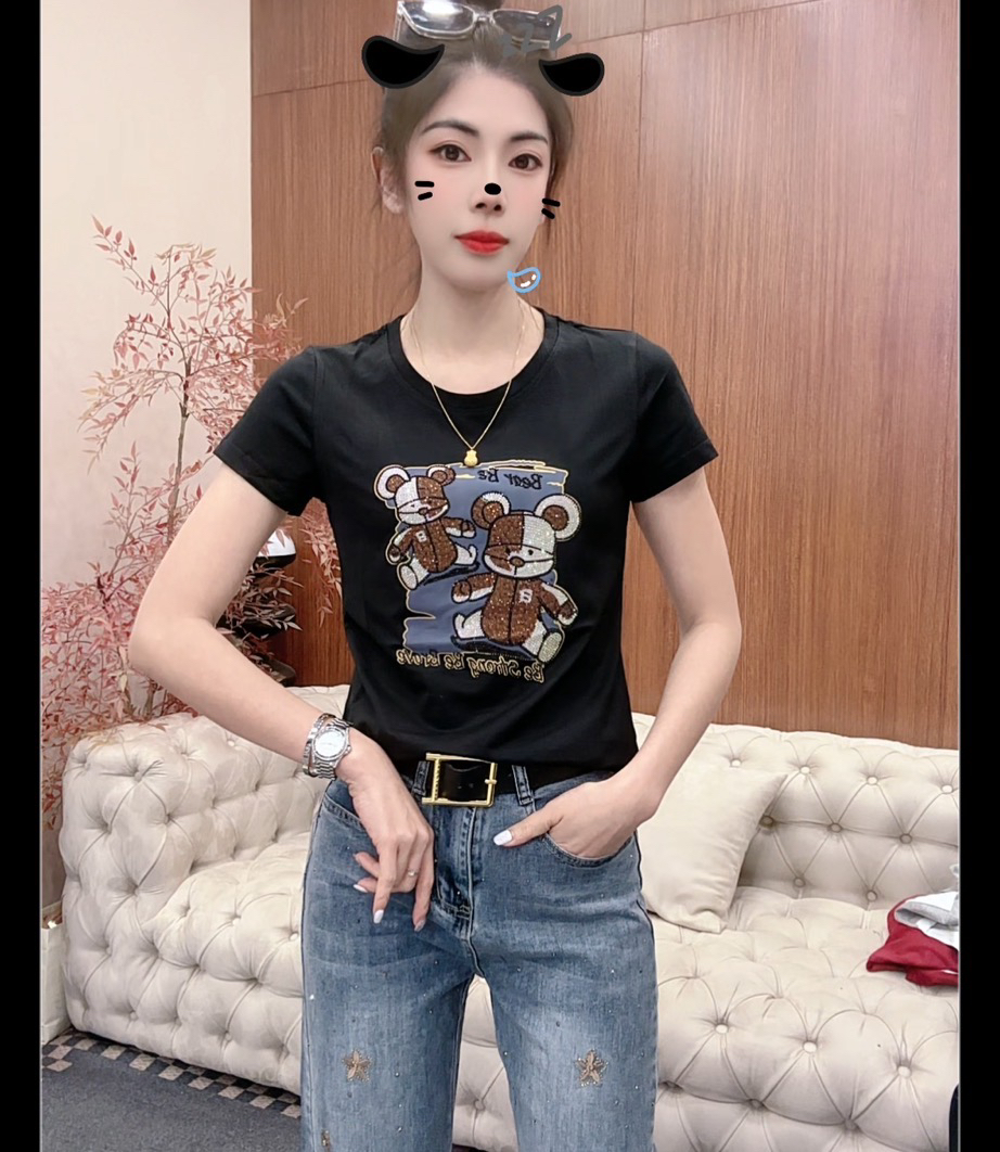 月月家，夏季新款休闲烫钻上衣211