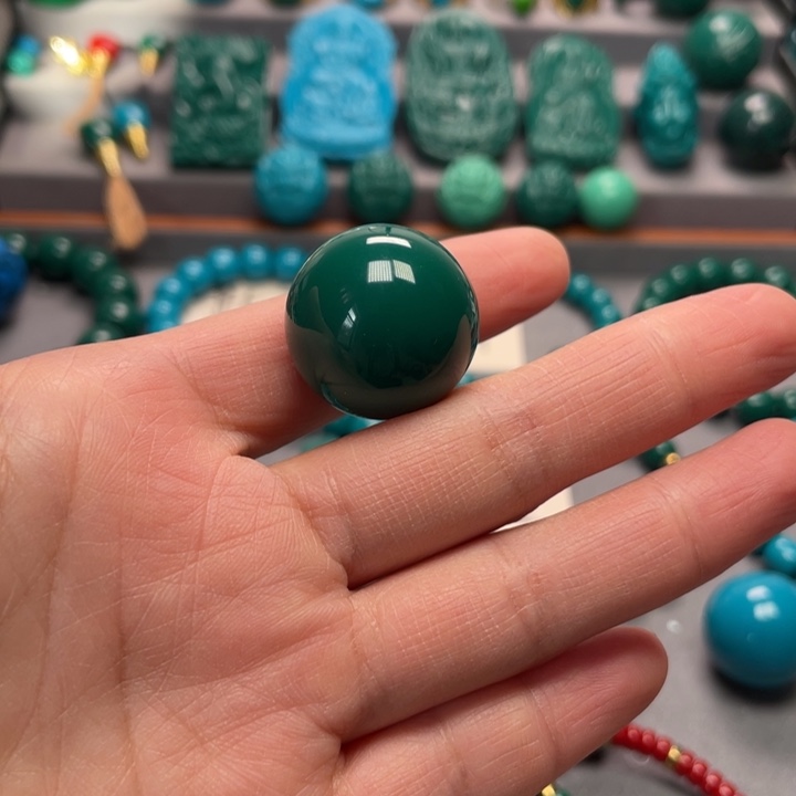 石材?****昱卡24老油绿圆珠