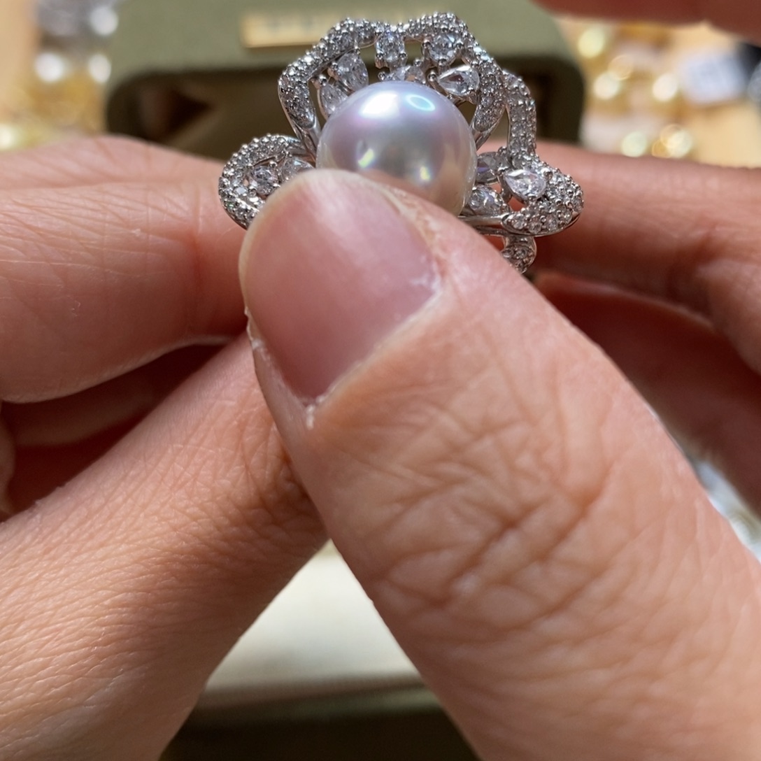 海水珍珠戒指银S925镶嵌