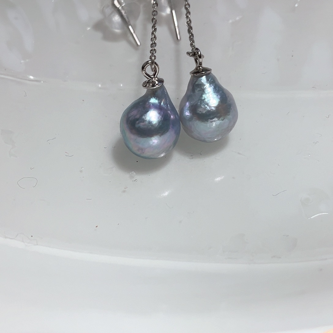 海水珍珠耳饰银S925镶嵌