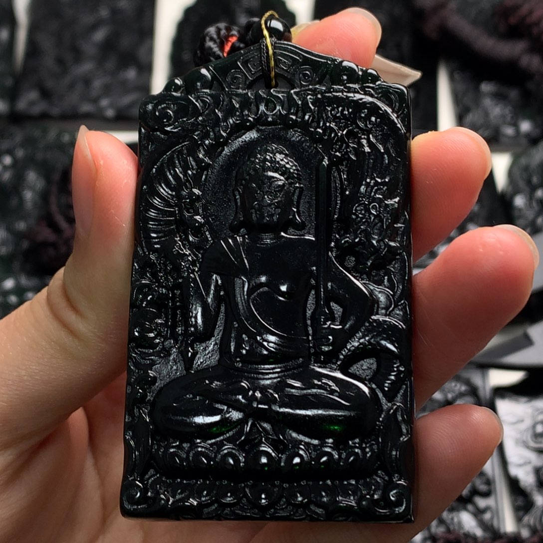 天然缅甸a货钢琴黑挂件