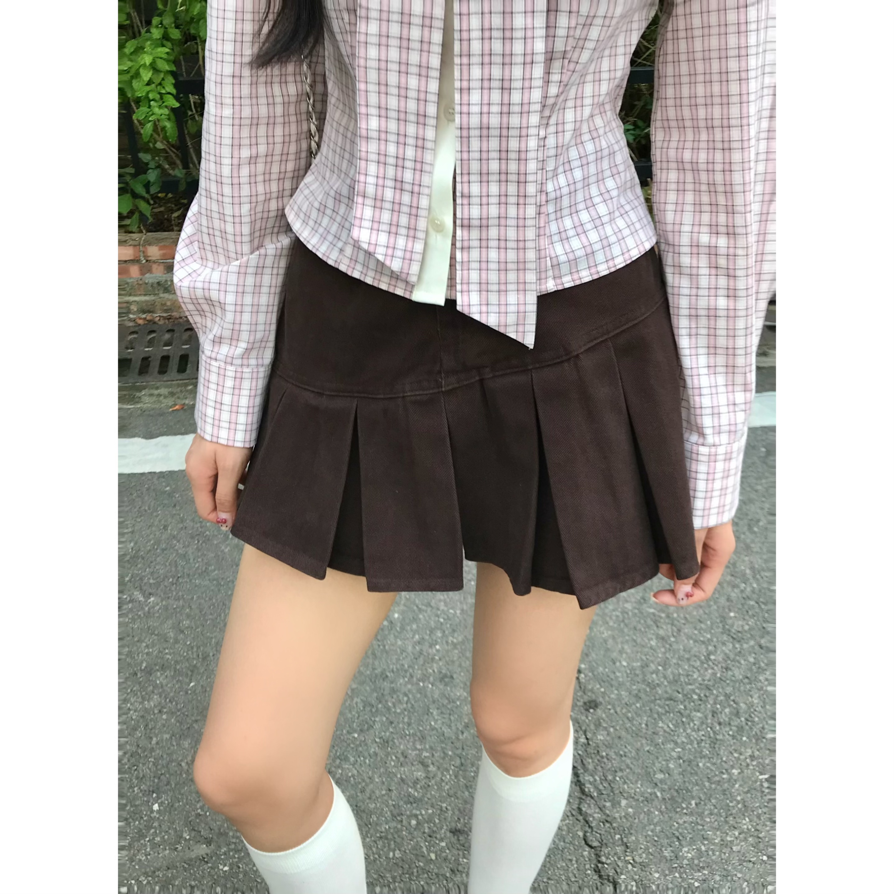 LOVEHEYNEW复古咖秋冬美拉德百搭氛围感百褶短半身裙 5Q230