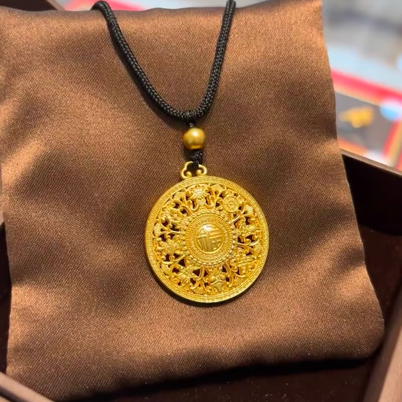 爱一IBELOVE  足金999 古法八宝罗盘吊坠（带绳子） 经典复古时尚