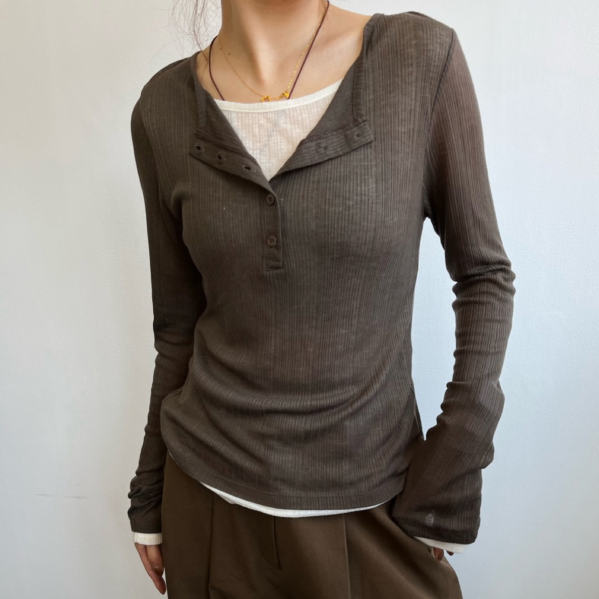 laylow VERBENA 韩系百搭实穿主义假两件针织上衣时尚显瘦打底衫