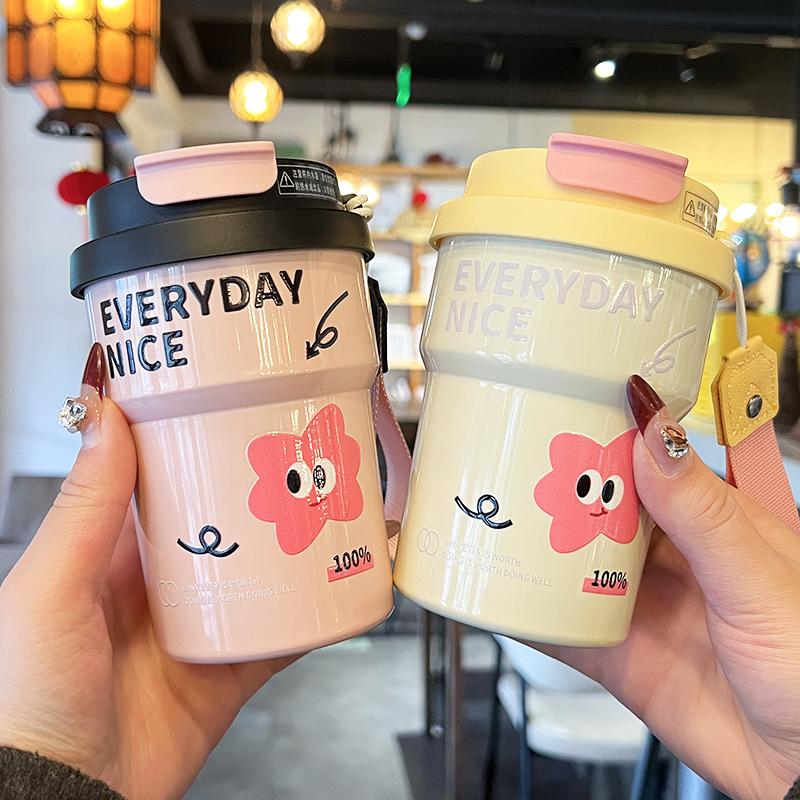高颜值咖啡杯316不锈钢保温杯水杯轻奢高级感卡通可爱随行保温杯